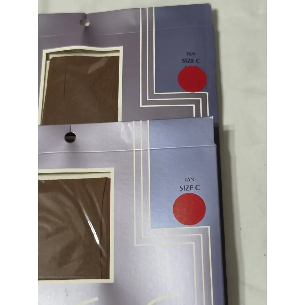 Vtg Gloria Vanderbuilt Day Sheer Pantyhose Tan Size C Reinforced Toe NOS 2 Pair
